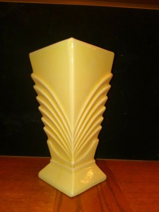1940s Vintage American Mccoy Art Deco Pottery Vase Yellow