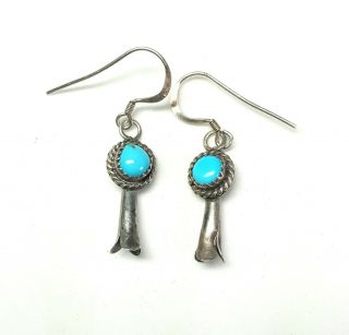 Vintage Sterling Silver Navajo Turquoise Squash Blossom Earrings