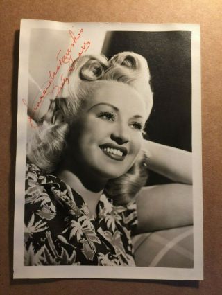 Betty Grable Early Vintage Autographed Photo 40s How To Marry Millionar
