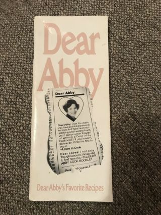 Dear Abby’s Favorite Recipes The Abby Cook Booklet | Vtg 1987 Cookbook