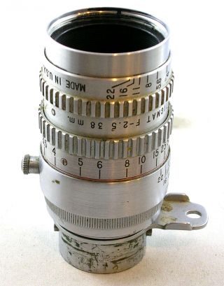 Vintage For 16mm Kodak Anastigmat F - 2.  5 38mm Cine Lens W/front Cap