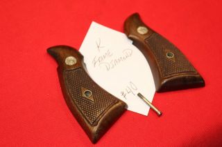 Vintage Smith & Wesson K frame Diamond S&W factory wood grips 40 3