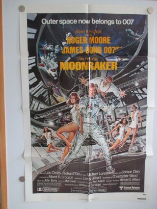 Vintage James Bond 007 Moonraker 1 - Sheet 27x41 1979 Vf Jaws Poster