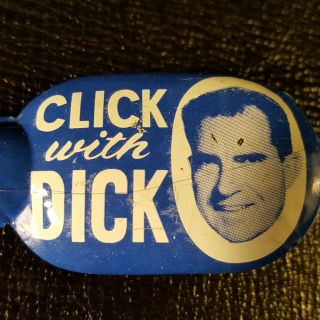 Vtg 1960s Click With Dick Tin Litho Richard Nixon Political Campaign (s) Clicker