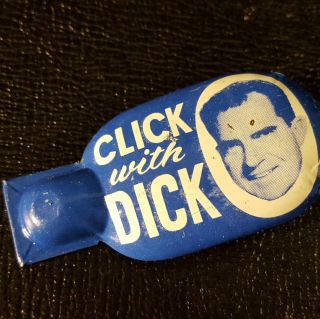 VTG 1960s CLICK WITH DICK Tin Litho RICHARD NIXON Political Campaign (s) CLICKER 2