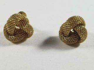 Vintage Monet Signed Gold Tone Wire Mesh Clip On Earrings