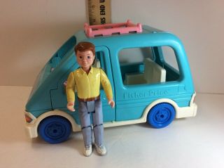 Vintage 1993 Fisher Price Loving Family Blue Mini Van Car Suv & Dad