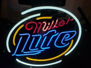 Vintage Miller Lite Beer Neon Light & Sign