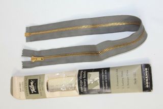 Vintage C.  1959 Separating Talon Brass Jacket Zipper 20 " Grey Nos