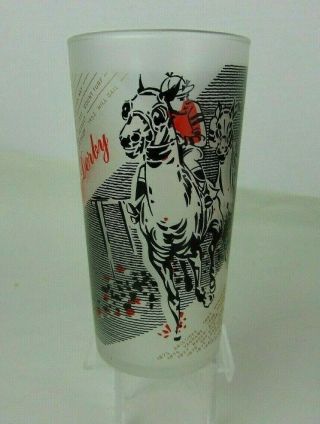 Vintage 1961 Kentucky Derby Churchill Downs Frosted Glass Cup Run For The Roses