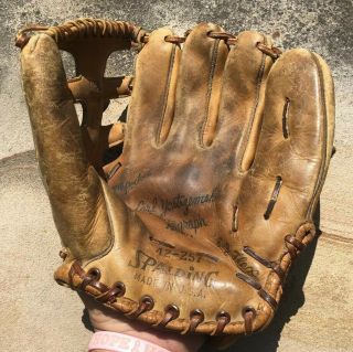 Vtg 1960s Carl Yastrzemski Spalding Baseball Glove Leather Mitt Usa 42 - 257 Hof