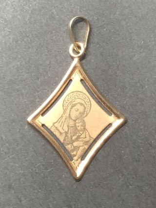 Vintage 14k Rose Gold 585 Virgin Mary Religious Catholic Pendant