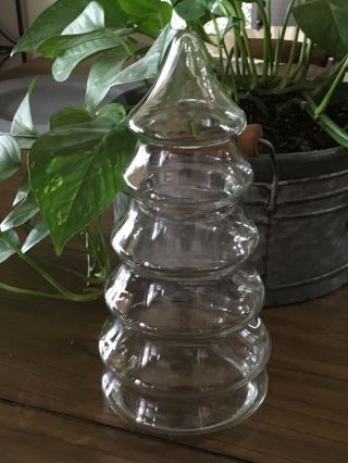 Vintage Clear Glass 10 - 1/2 " Christmas Tree Apothecary Candy Jar