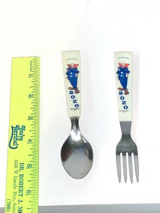 VINTAGE BOZO THE CLOWN CHILDREN ' S FORK AND SPOON SET SILVERWARE KIDS TV SHOW 4