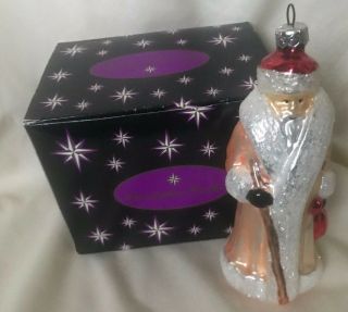 Vtg Christopher Radko Santa Ornament & Box