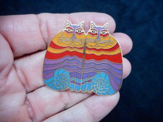 Authentic Vintage Laurel Burch " Rainbow Cats " Brooch/pin