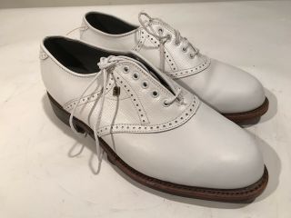 Footjoy Premiere Classics Dry Vtg Golf Shoes Sz 8 D M Usa Made White Waterproof