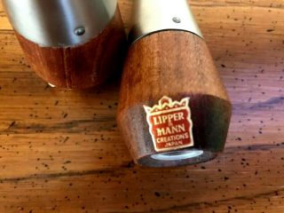 Vintage Lipper & Mann Wood and Aluminum Salt & Pepper Shakers Japan Creations 2