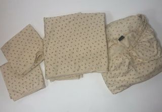 Vintage Ralph Lauren Sheet Set King Woodstock Rosebuds Flat Fitted Pillow Cases