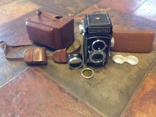 Rolleicord Va Type 2 Camera,  Leather Case,  Accessories.