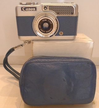 Canon Demi Half Frame 35mm Film Camera 28mm F1:2.  8 Lens,  Strap Rare Blue