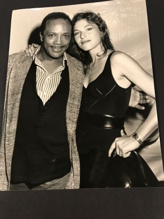 Quincy Jones & Tatum O’neal Vintage 7 X 9 Press Photo,  1988