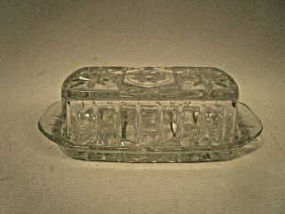 Vintage Anchor Hocking Butter Dish With Cover Pressed Clear Glass Star Of David