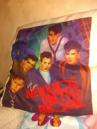 Kids On The Block Nkotb Vintage 1990 Decorative Pillow With Love Painting