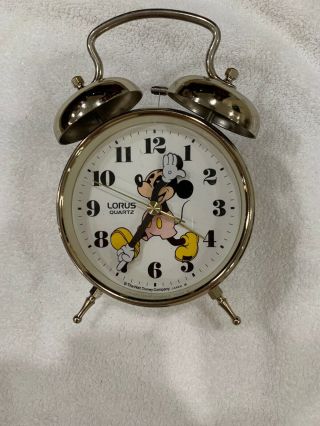 Disney Vintage Lorus Mickey Mouse Twin Bell Alarm Clock Lorus Quartz Japan