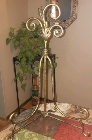 Fabulous Huge Vintage Bronze Metal W/leaf Decor Display Easel/stand 20 " Tall
