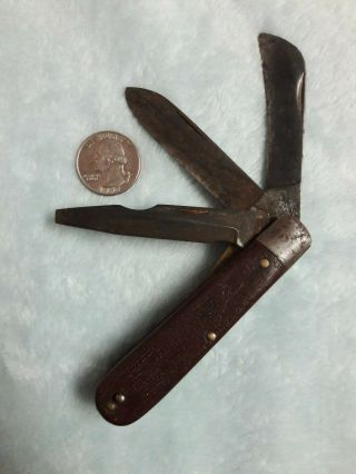 Vintage M.  Klein & Sons Chicago Usa 3 Blade Press - Lok Knife