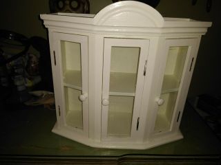 13 By 16 White Wood/glass,  Wall Cabinet,  Vintage/cottage Look