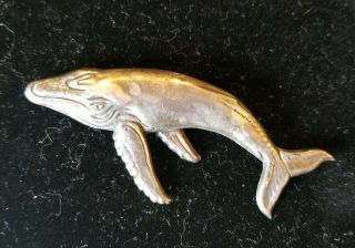 Vintage Sidmore Sterling Silver Whale Brooch Pin - Large - Signed - Detailed - E