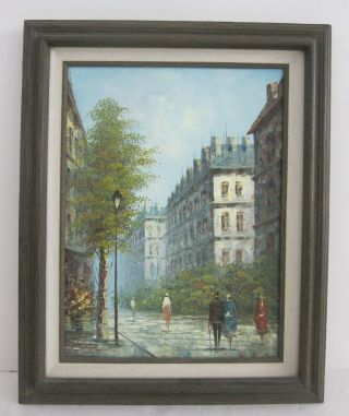 T.  Carson Signed Vtg Impressionist Paris Street Scene Oil Painting Framed 16x20