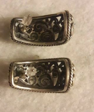 Vintage Sterling Silver Half Hoop Earrings Filigree Swirl Open Work Flourish 925 5