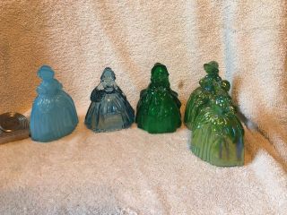 Vintage Boyd Glass Margueritet Glass Girl Maiden Figurines Set Of (5) Five