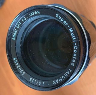 Pentax Asahi Takumar 1:1.  4 Lens,  Multi - coated 1:3.  5/135 Lens & Case 3