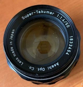 Pentax Asahi Takumar 1:1.  4 Lens,  Multi - coated 1:3.  5/135 Lens & Case 4