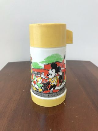 Mickey Mouse School Bus Thermos Vintage Aladdin Half Pint Yellow Cup Bruce