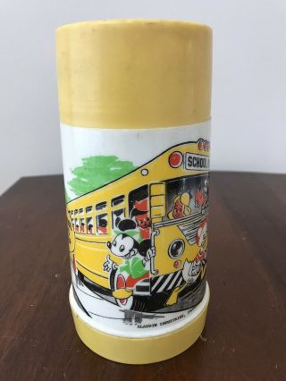 Mickey Mouse School Bus Thermos Vintage Aladdin Half Pint Yellow Cup Bruce 4