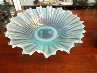 Vintage Fostoria Heirloom Blue Opalescent Glass 11 " Serving Bowl Nr
