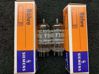 2 Nos Matched Siemens Fisher Ecc83 12ax7 Long Plate Mc6 Tubes W.  Germany 1960