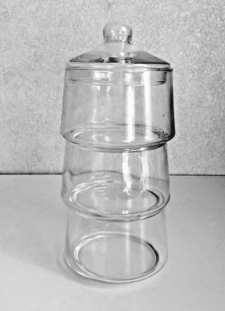 Vintage Stack - Able Glass Storage Apothecary Jar Canister Lid Clear Display