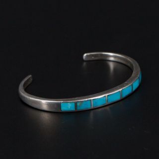 Vtg Sterling Silver - Navajo Signed Turquoise Inlay 6.  25 " Cuff Bracelet - 18g