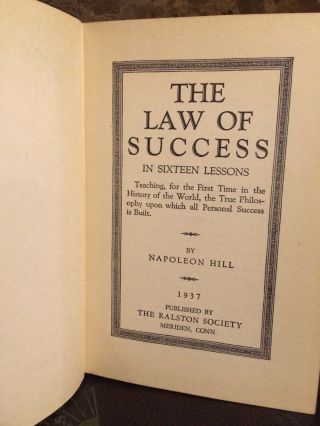 Napoleon Hill / The Law Of Success 1937 (Signed On Book) Complete 8 Book Set. 5