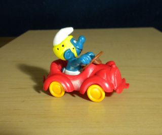 Smurfs 40210 Car Driver Smurf 1979 Vintage Figure Pvc Toy Peyo Figurine Hk