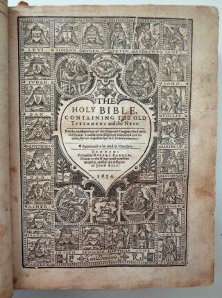 1634 Quarto King James Holy Bible Old Testament Apocrypha Black - Letter