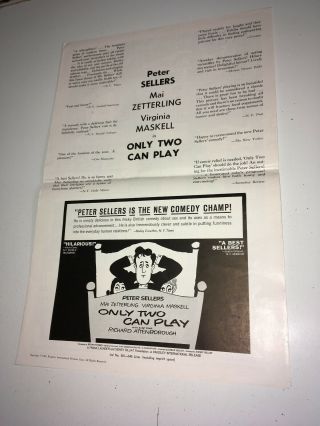 Only Two Can Play Vintage Movie Pressbook 1962 Peter Sellers British Comedy