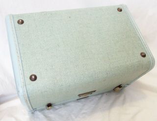 Vintage Samsonite Monogrammed Robin Egg Blue Tweed Train Case Make - Up Suitcase 7