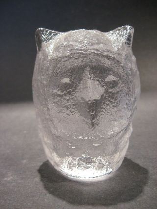 Vintage Pukeberg Art Glass Textured Ice Owl Figurine Paperweight Uno Westerberg